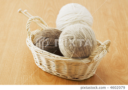A wool ball in a basket A wool ball in a basket 4602079