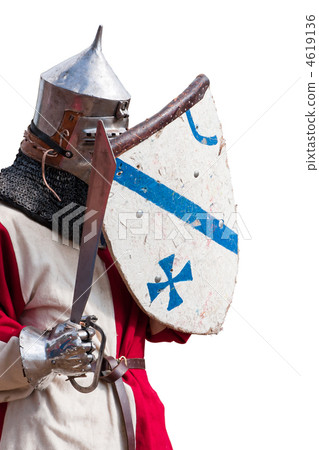 Knight in armour with shield and sword 4619136