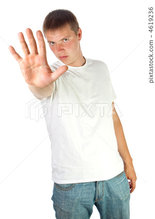 Young man making stop sign with his hand Young man making stop sign with his hand 4619236