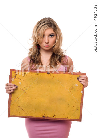 Young woman posing with yellow board Young woman posing with yellow board 4624338