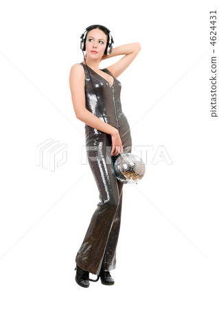 brunette with a mirror ball in her hands 4624431