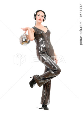 Attractive brunette with a mirror ball 4624432