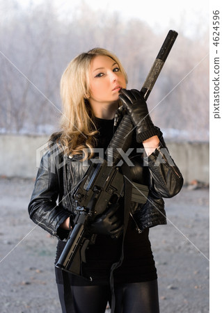 Hot girl in leather jacket 4624596