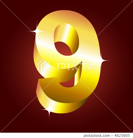 Number nine. Vector golden font 4625605
