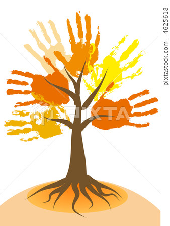 Autumn tree with hand imprints Autumn tree with hand imprints 4625618