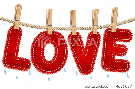Textile LOVE drying on a clothesline Textile LOVE drying on a clothesline 4625657