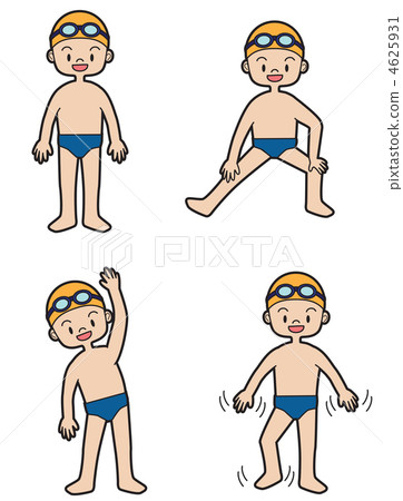 Swimming Boys Preparation Gym Stock Illustration