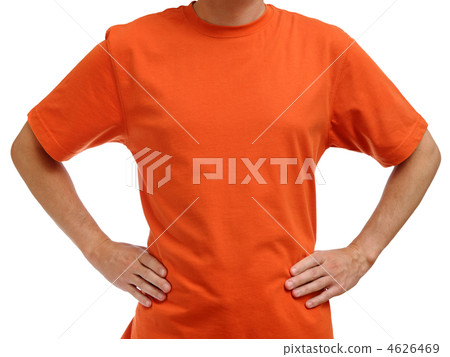 Orange t-shirt on young man isolated on white background 4626469
