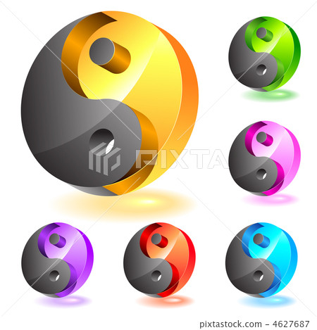 Set of glass yin-yang symbols Set of glass yin-yang symbols 4627687