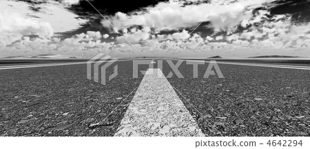 Asphalt road panoramic black and white Asphalt road panoramic black and white 4642294