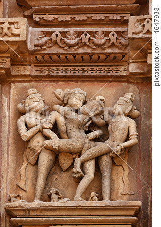 Erotic sculptures, Khajuraho, India Erotic sculptures, Khajuraho, India 4647938