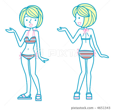 擺在游泳衣的婦女 4651343