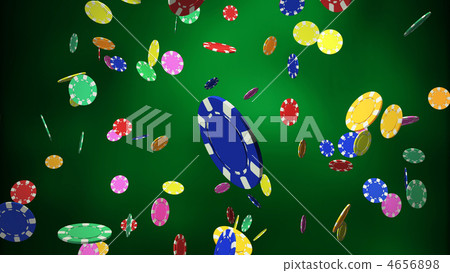 Casino chips dropping green background 4656898