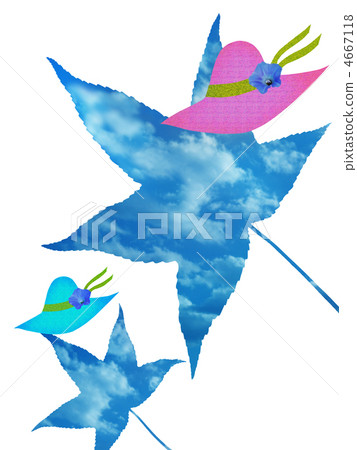 Platanus leaves and straw hats 4667118