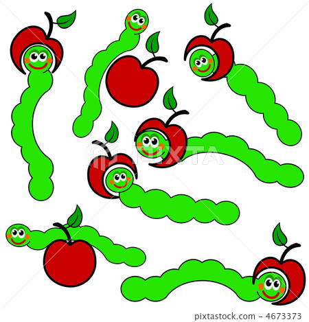apple and Worm caterpillars , vector 4673373