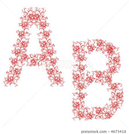 Hand drawing ornamental alphabet. Letter AB Hand drawing ornamental alphabet. Letter AB 4673418