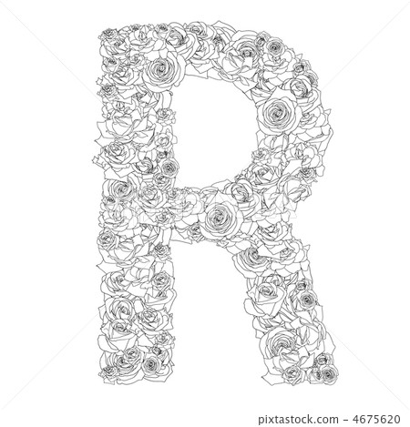 Flower alphabet of red roses, characters R - Stock Illustration ...