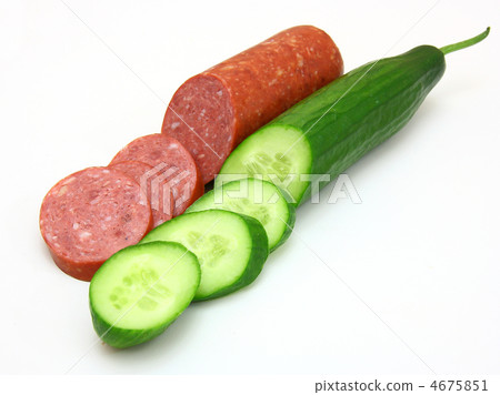 Fresh sausage and cucumber Fresh sausage and cucumber 4675851