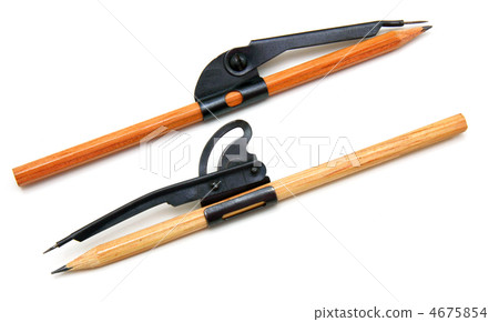 Two pencils and compasses on a white background 4675854