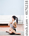 Asian woman resting after workout. 4676238