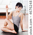 Asian woman practicing yoga at home. 4676248