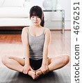 Asian woman practicing yoga at home. 4676251