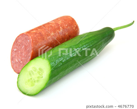 Fresh sausage and cucumber Fresh sausage and cucumber 4676770