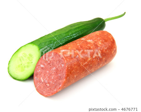 Fresh sausage and cucumber Fresh sausage and cucumber 4676771