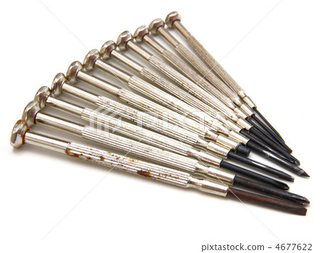 several screwdrivers on the white background 4677622
