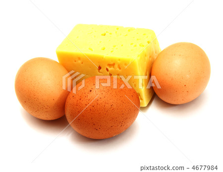 cheese and eggs, isolated on white. cheese and eggs, isolated on white. 4677984