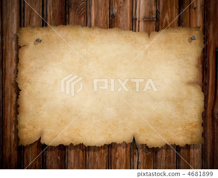 old torn paper pinned by nails to grunge wooden wall 4681899