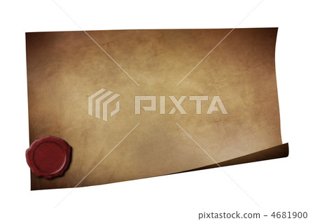 Grunge paper with wax seal isolated on white 4681900