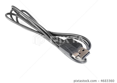 Black computer microusb cables on white background 4683360