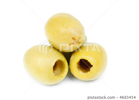 Some pitted olives isolated on the white background Some pitted olives isolated on the white background 4683454