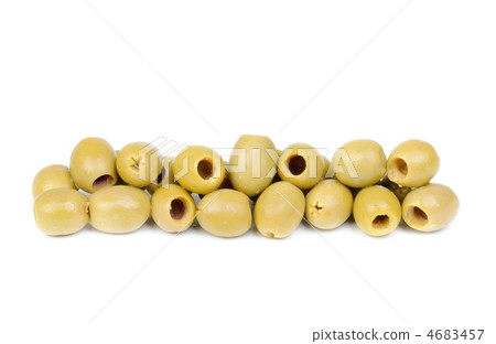 pile pitted olives isolated on the white background pile pitted olives isolated on the white background 4683457