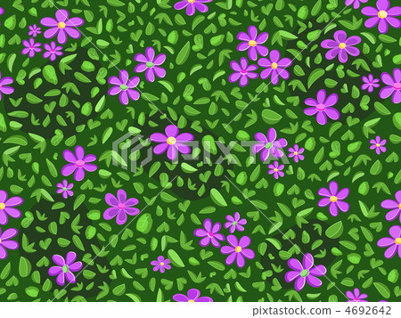 violet flower and green leaf at seamless pattern background 4692642
