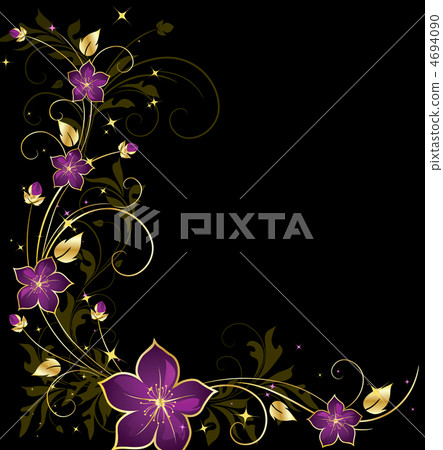golden floral frame with stars 4694090