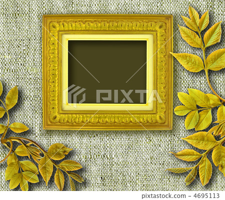 grunge golden frame with leafs 4695113