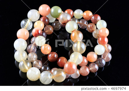 混合金紅石石英/ Fukuroku·水晶/手鍊 4697974