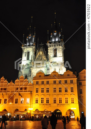 Teen church in Prague night 4703922
