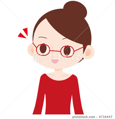女性上身紅眼睛戴著眼鏡 4716447