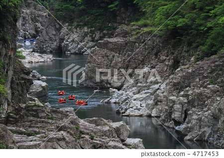 Rafting scenery of Oobyuko Koboke (Tokushima prefecture Yoshino River) 4717453