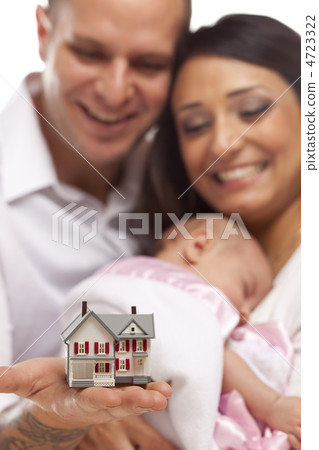 Mixed Race Family with Small Model House Mixed Race Family with Small Model House 4723322
