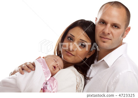 Mixed Race Young Family with Newborn Baby 4723325