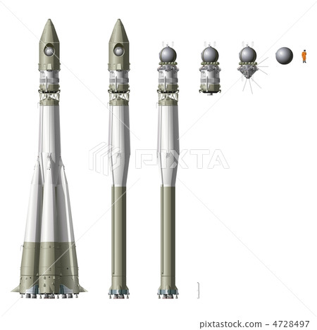 hi-detailed space rocket with first spaceship hi-detailed space rocket with first spaceship 4728497