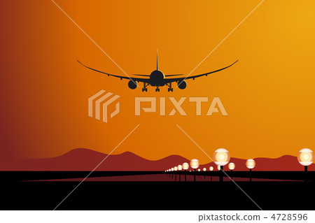 aircraft landing at sunset 4728596