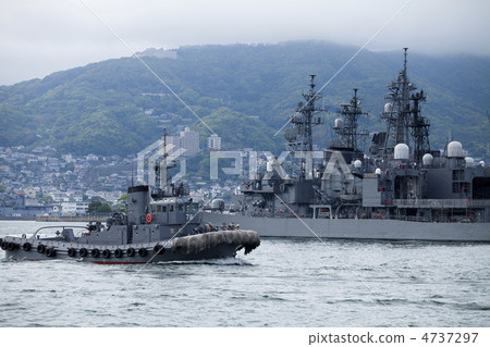 Sasebo port special service boat and escort ship 4737297