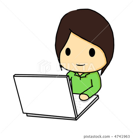 A woman who plays a personal computer 4741963