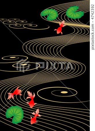 金魚日本式黑色背景垂直位置 金魚日本式黑色背景垂直位置 4742392