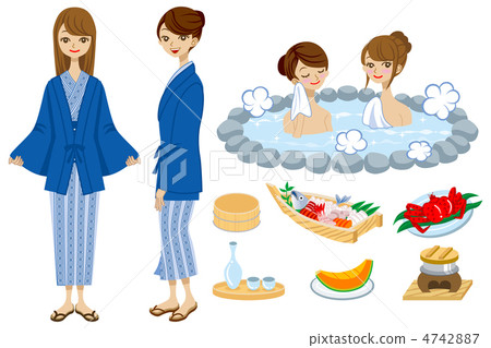 Hot spring Yukata Female 2 meals meal 4742887